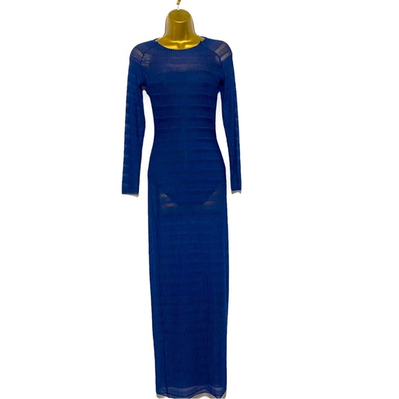 Solace London Dresses & Skirts - Solace London Dress Navy Blue Maxi Long Semi Sheer Party Xmas Size 8 Bodycon